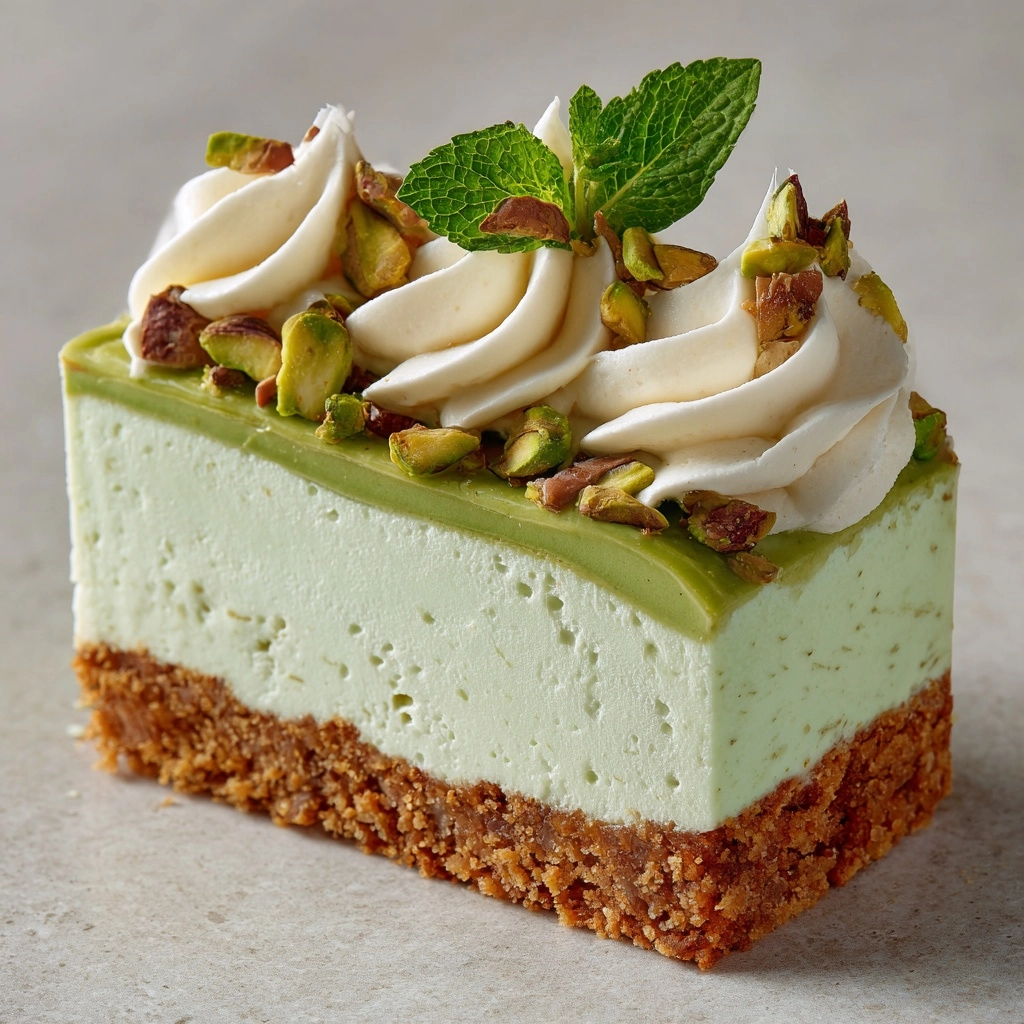 Pistachio Cheesecake with Almond Crust Recipe - Recipe Image