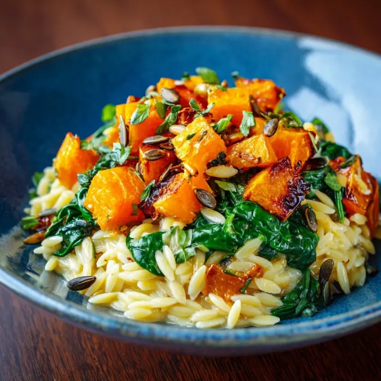 Orzo with Roasted Butternut Squash and Spinach Recipe