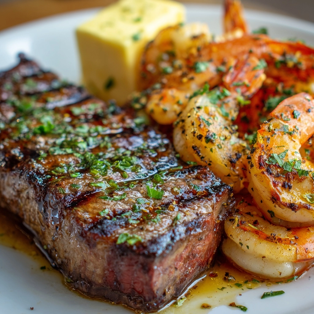 Garlic Butter Grilled Steak & Shrimp Recipe - Recipe Image