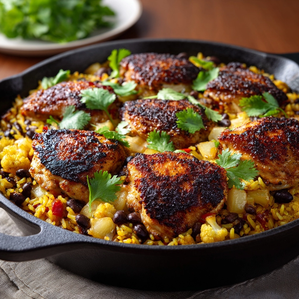 Salsa Chicken and Cauliflower Rice Skillet Recipe - Recipe Image