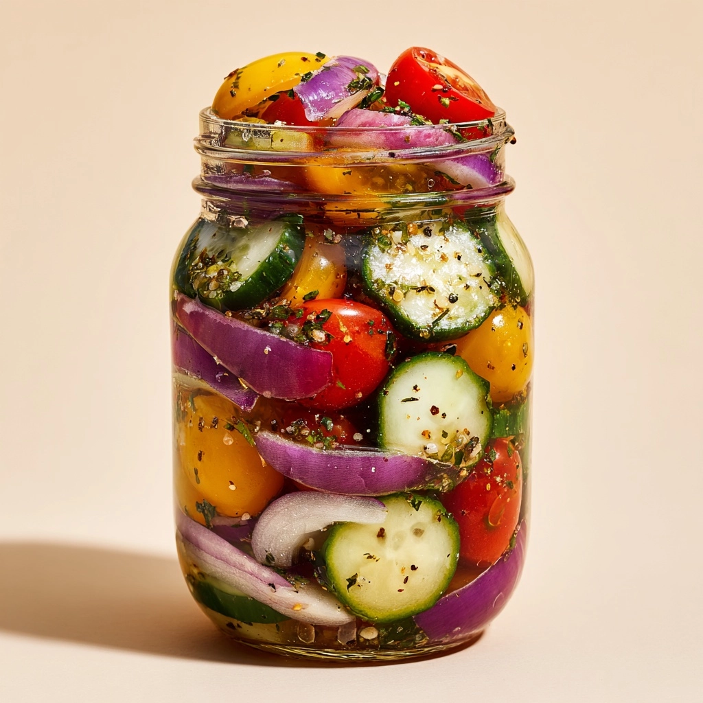 Pickled Cherry Tomatoes, Red Onions, and Cucumbers Recipe