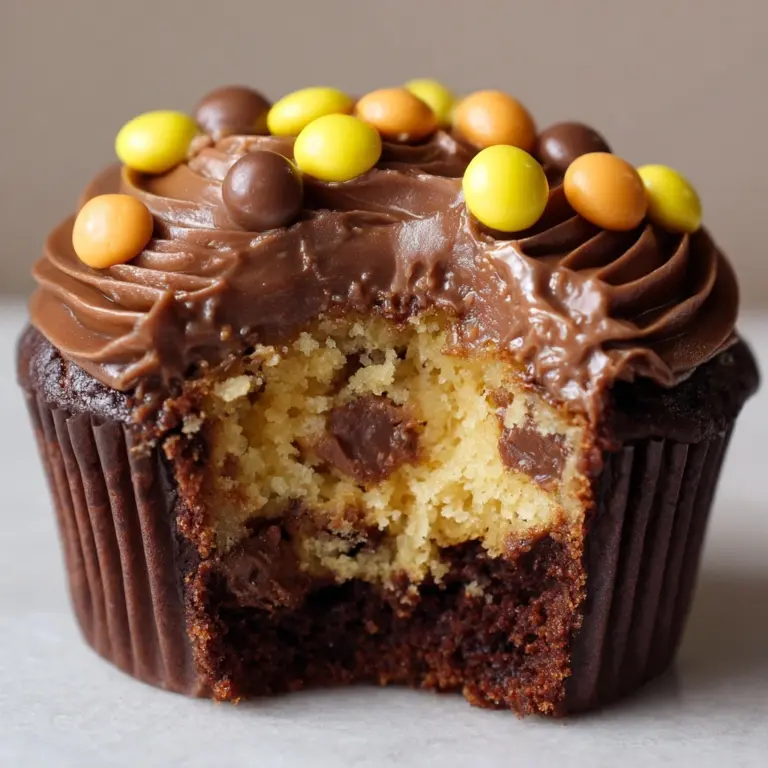 Gooey Chocolate Peanut Butter Cupcakes Recipe