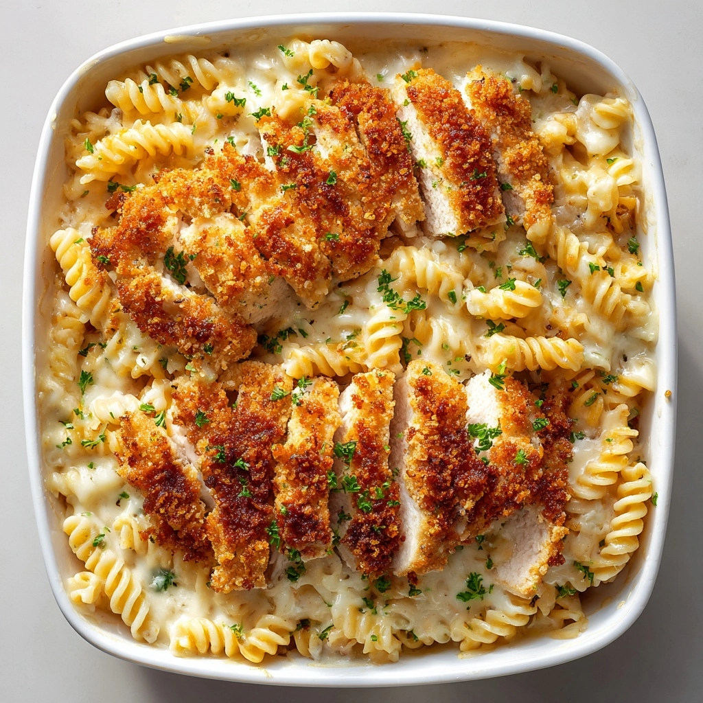 Creamy Garlic Parmesan Chicken Pasta Bake Recipe - Recipe Image