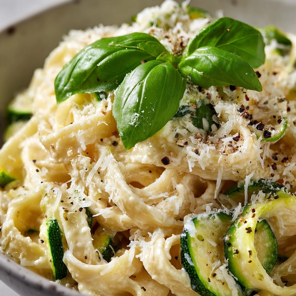 Lemon Basil Zucchini Pasta Alfredo Recipe - Recipe Image