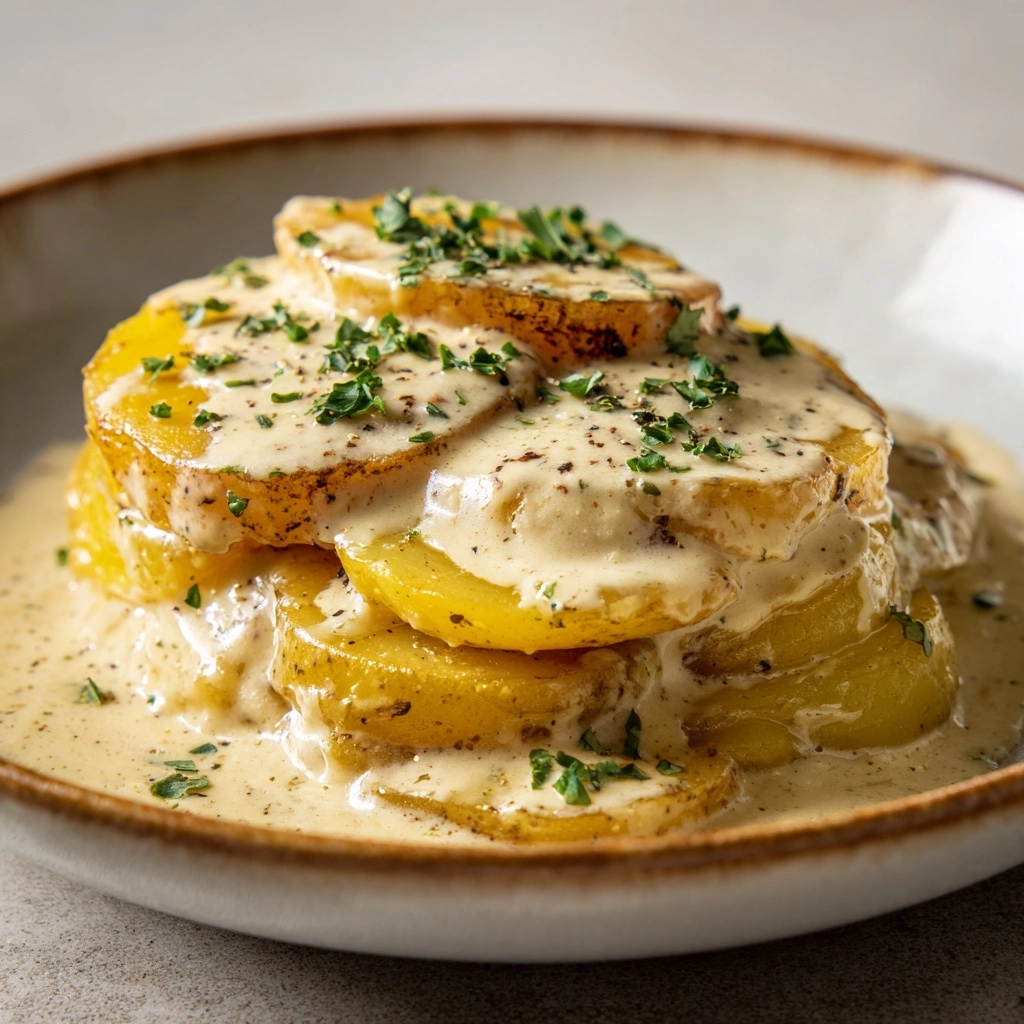 Creamy Garlic Sauce Baby Potatoes Recipe