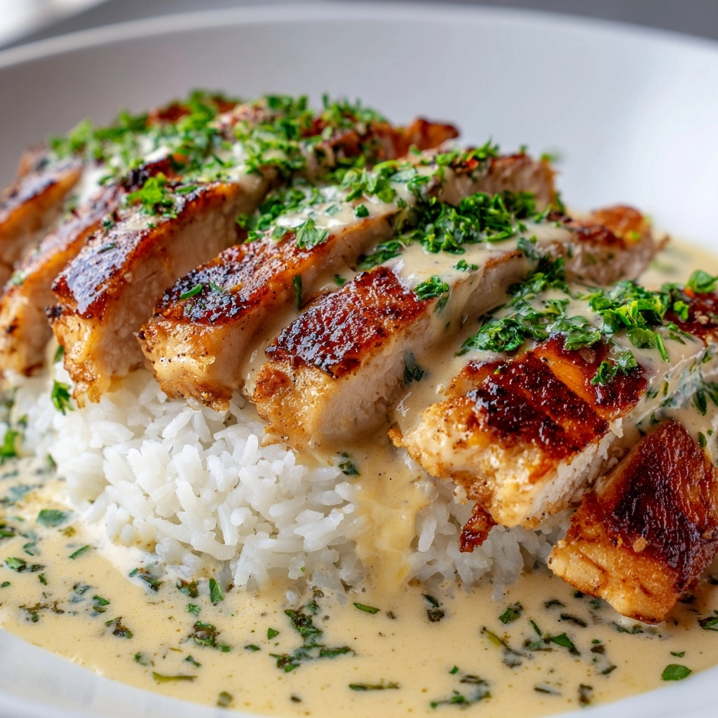 Chicken & Rice Bowls with Creamy Garlic Sauce Recipe