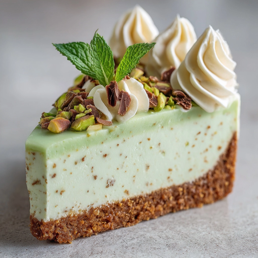 Pistachio Cheesecake with Almond Crust Recipe - Recipe Image