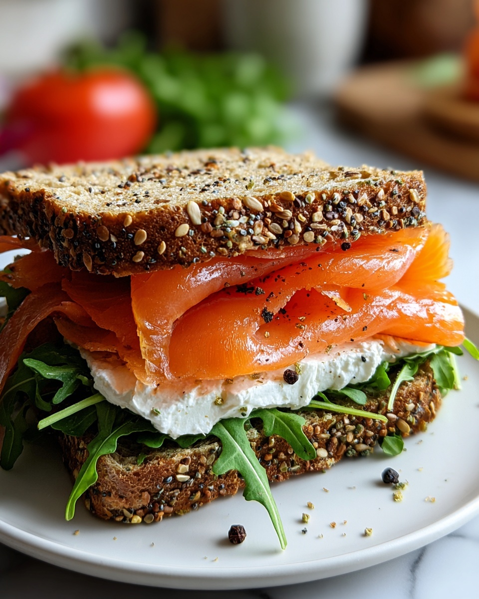 Smoked Salmon Sandwich with Cream Cheese, Capers, and Dill Recipe - Recipe Image