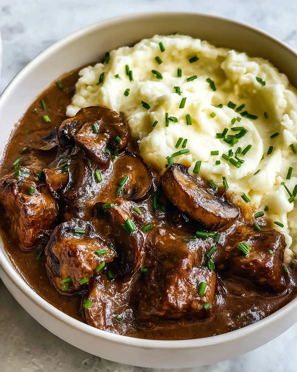 Slow Cooker Beef Stroganoff with Garlic Butter Mushrooms and Creamy Sauce Recipe - Recipe Image