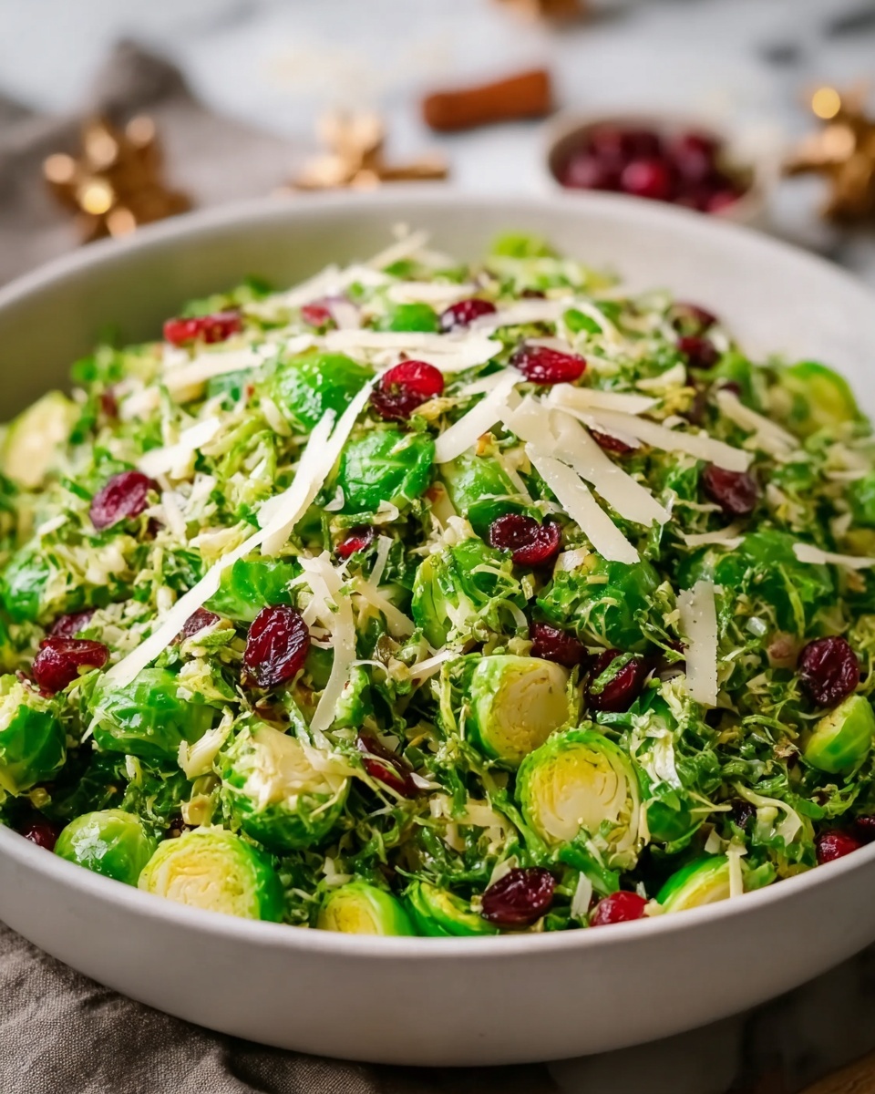 Brussels Sprout Salad with Cranberries and Parmesan Recipe - Recipe Image