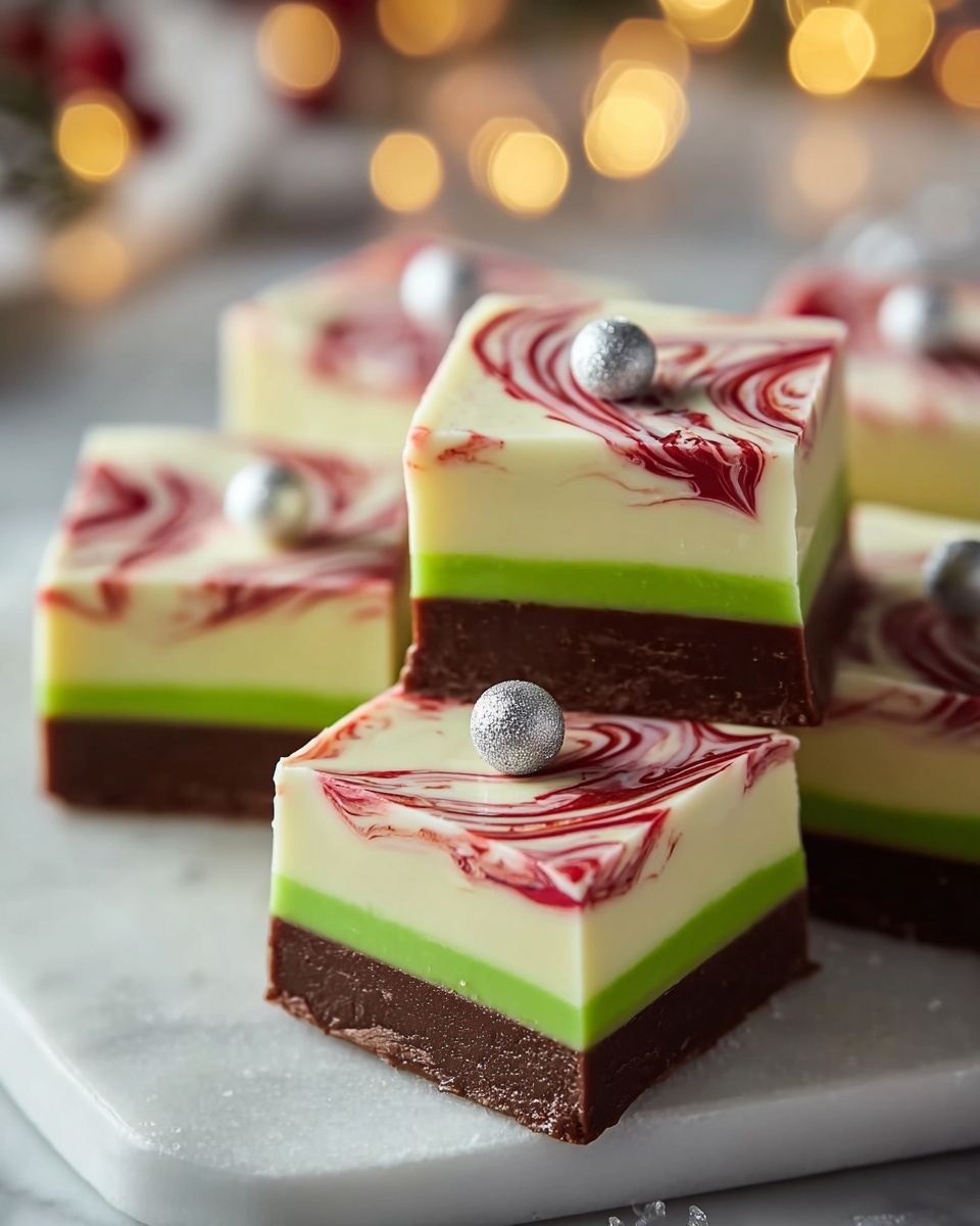 Festive Christmas Fudge with Marbled Red and Green Layers Recipe - Recipe Image