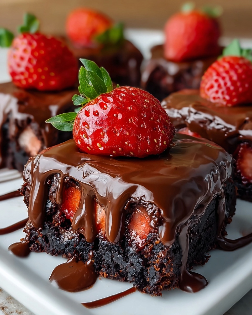 Chocolate Covered Strawberry Brownies Recipe - Recipe Image