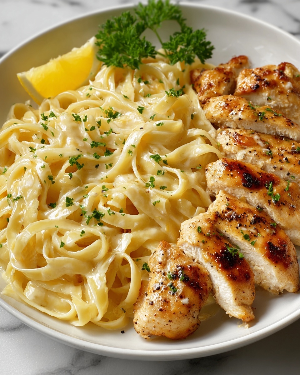 Lemon Garlic Butter Chicken with Parmesan Linguine Recipe - Recipe Image