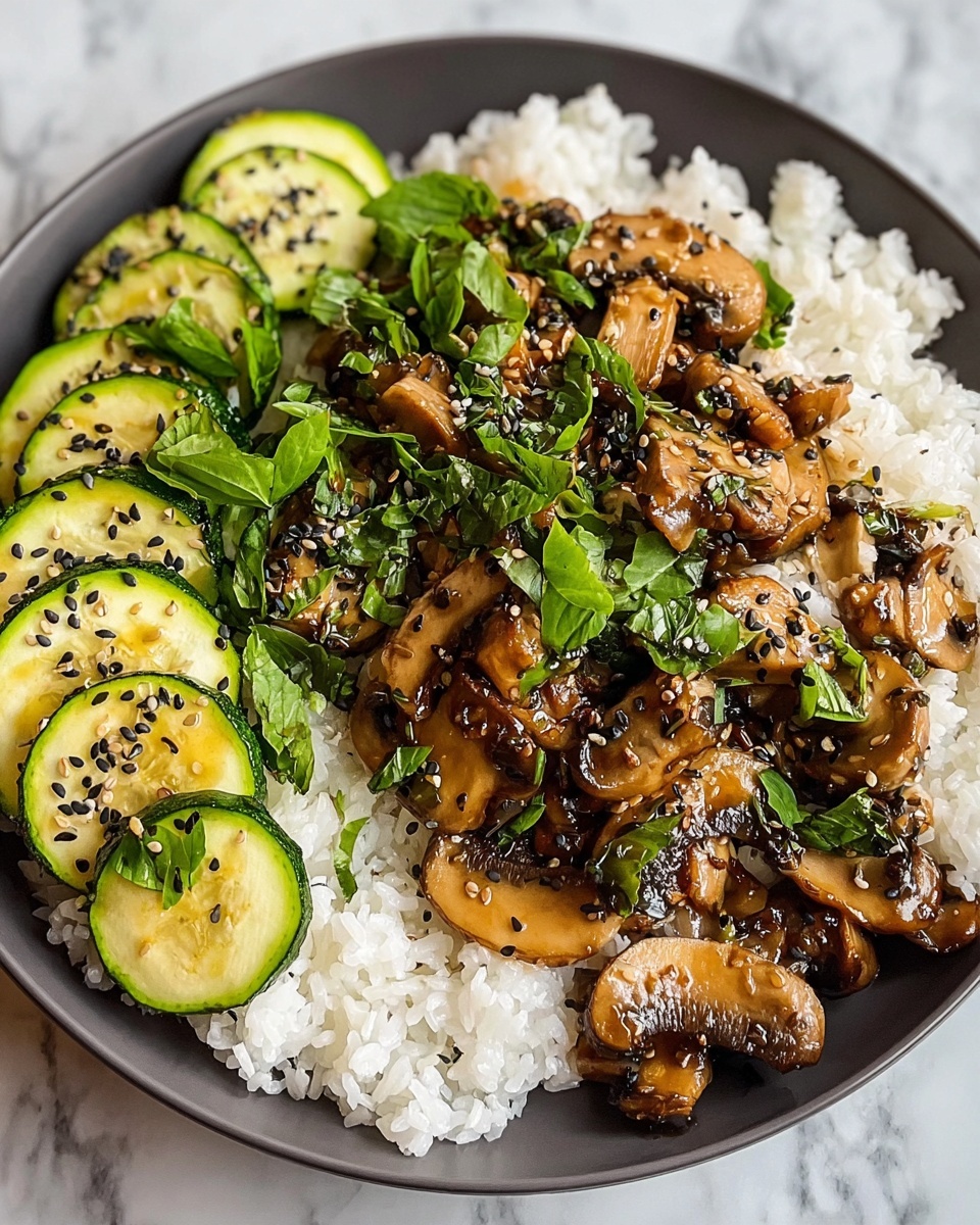 Stir-Fried Zucchini and Mushrooms with Rice Recipe - Recipe Image