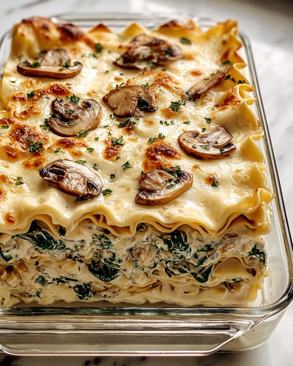 Creamy Spinach Mushroom Lasagna Recipe - Recipe Image