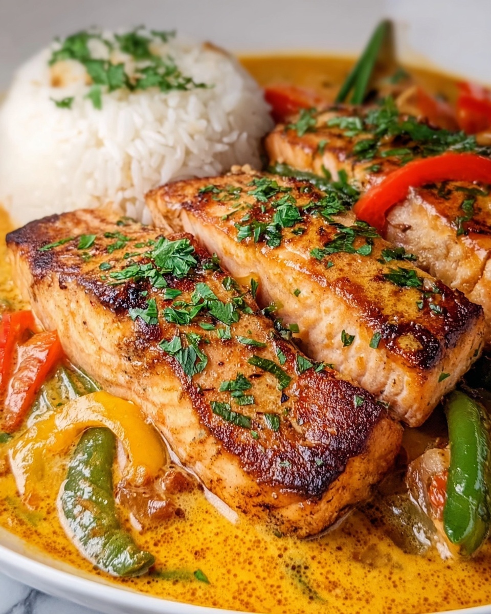 Caribbean-Style Coconut Curry Salmon Recipe - Recipe Image