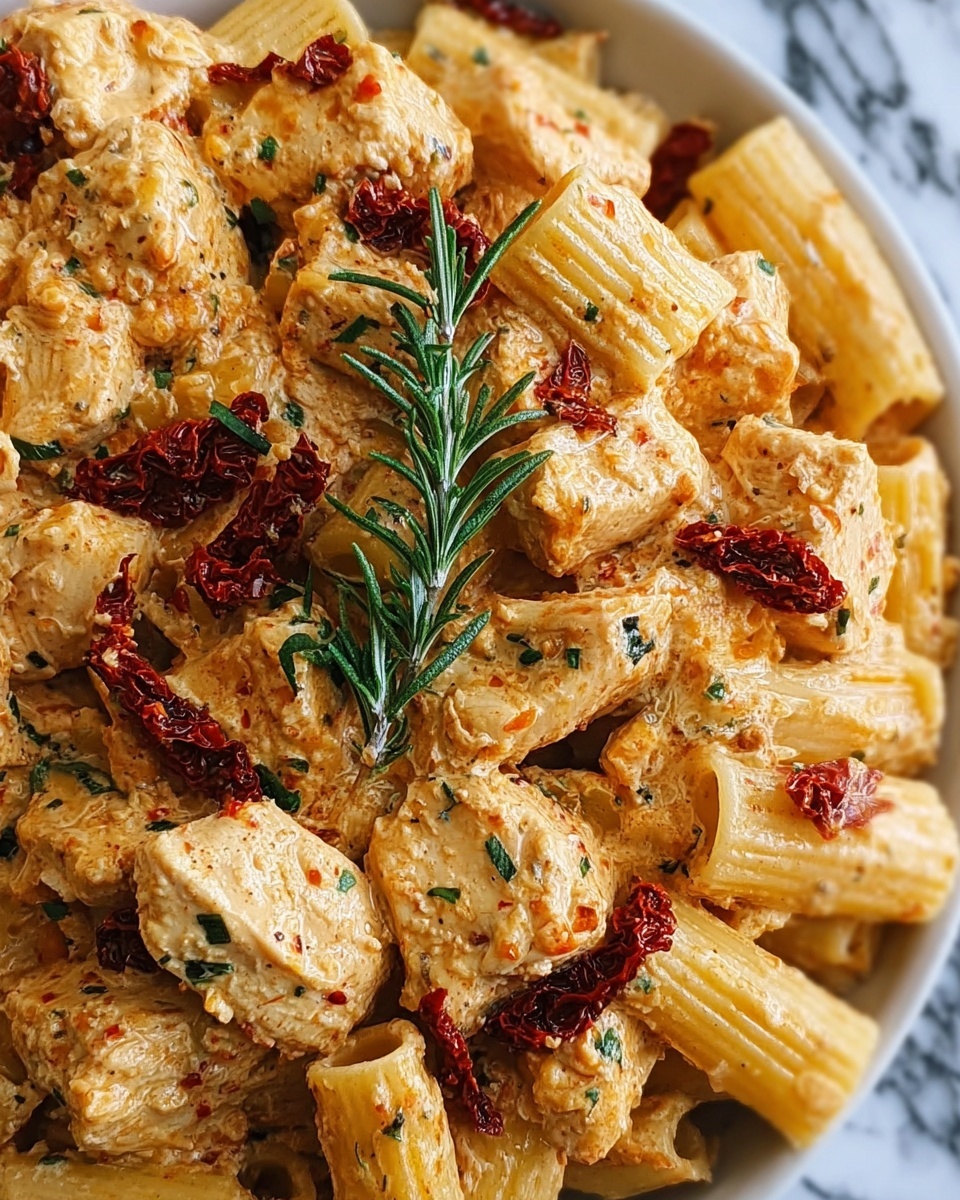 Spicy Chicken Creamy Pasta with Sun-Dried Tomatoes Recipe - Recipe Image