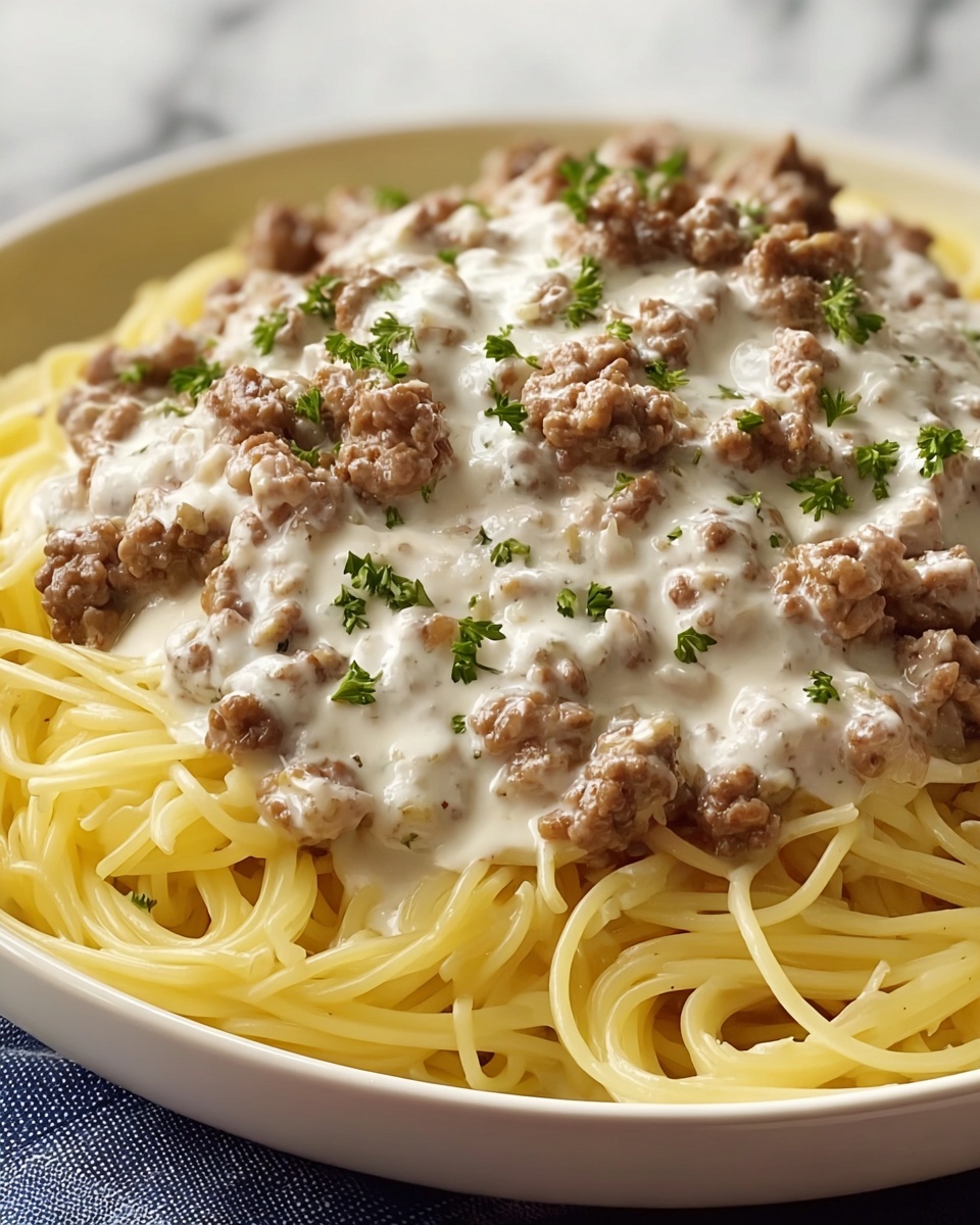 Cheesy Beef Alfredo with Linguine Recipe - Recipe Image