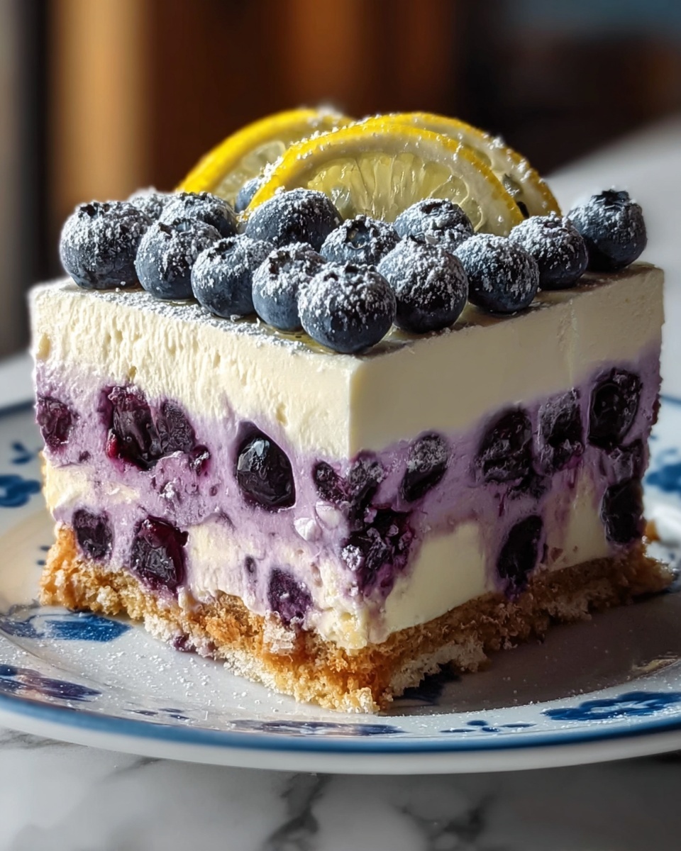 Lemon Blueberry Shortbread Mousse Cake Recipe - Recipe Image
