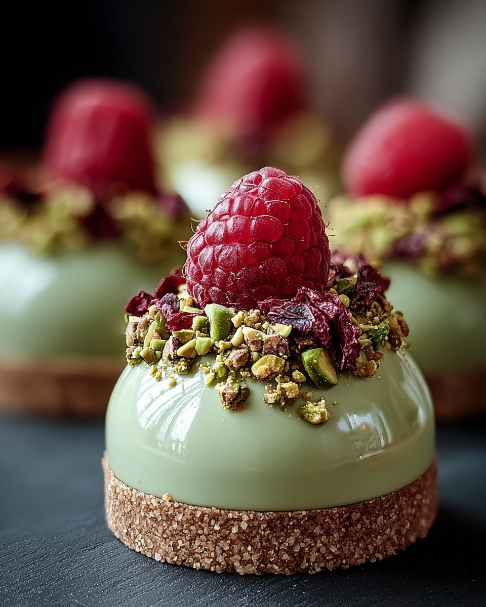 Pistachio & Raspberry Cheesecake Domes Recipe - Recipe Image