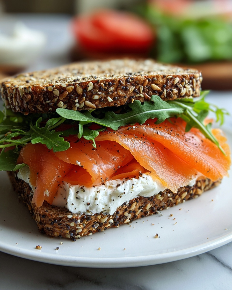 Smoked Salmon Sandwich with Cream Cheese, Capers, and Dill Recipe - Recipe Image