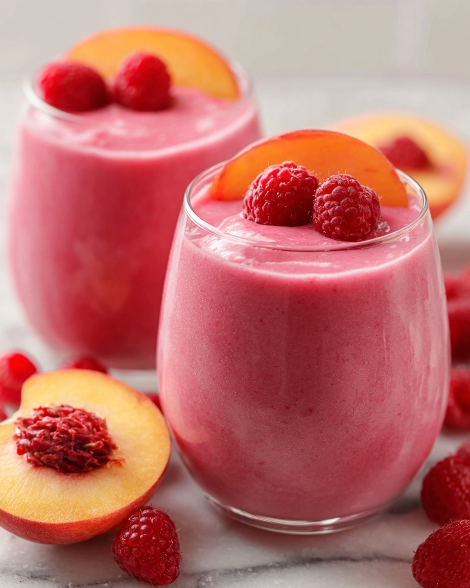Raspberry Peach Smoothie Recipe - Recipe Image