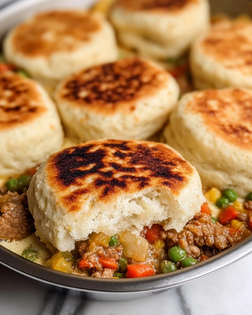 Creamy Chicken and Cheddar Biscuit Casserole Recipe - Recipe Image