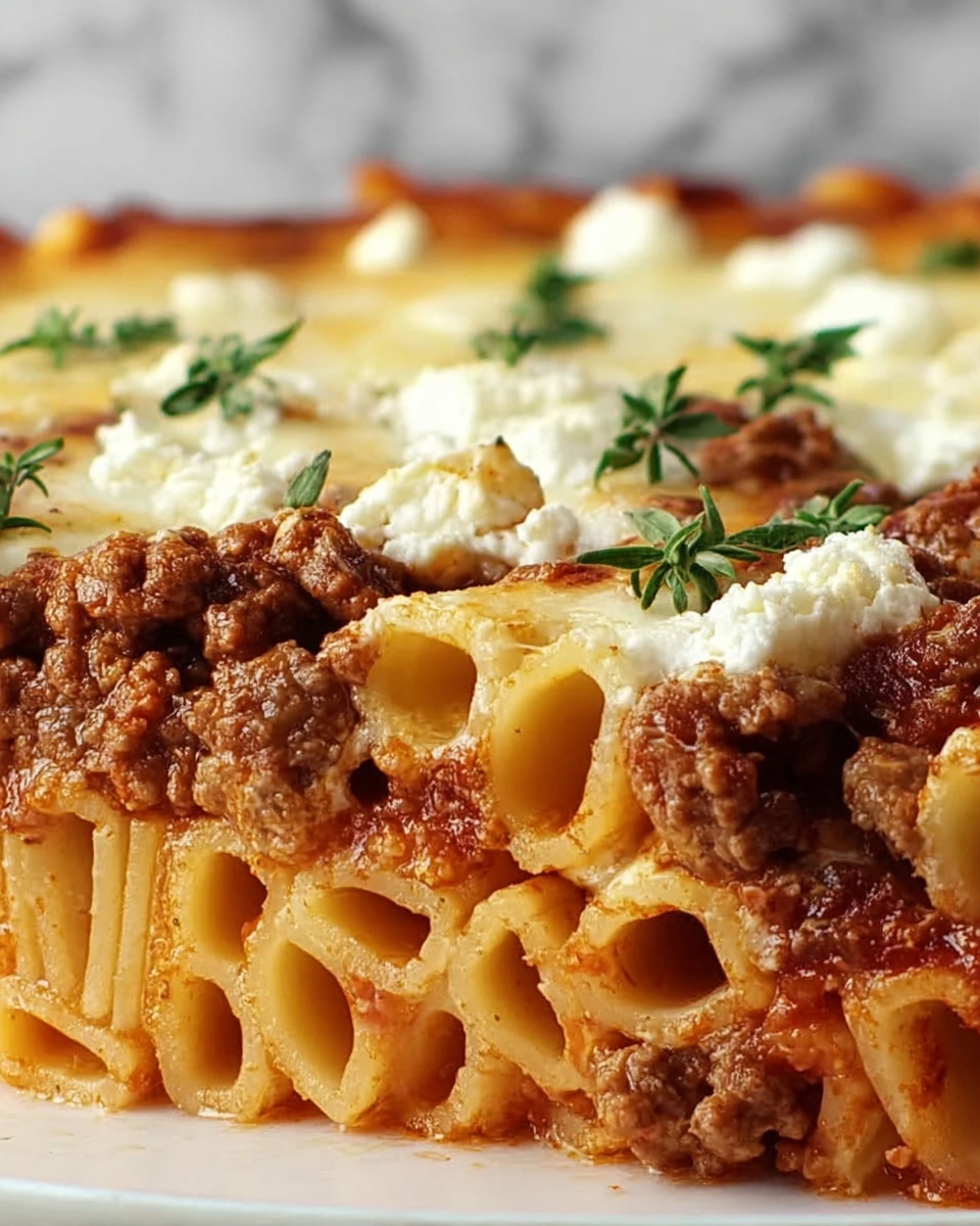 Baked Ziti with Ground Beef and Ricotta Recipe - Recipe Image