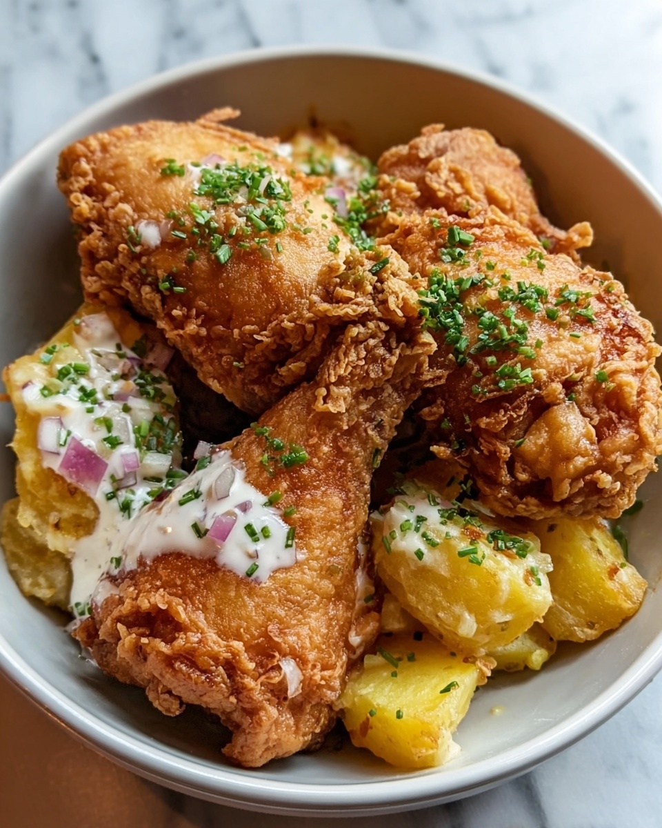 Buttermilk Fried Chicken with Summer Potato Salad Recipe - Recipe Image