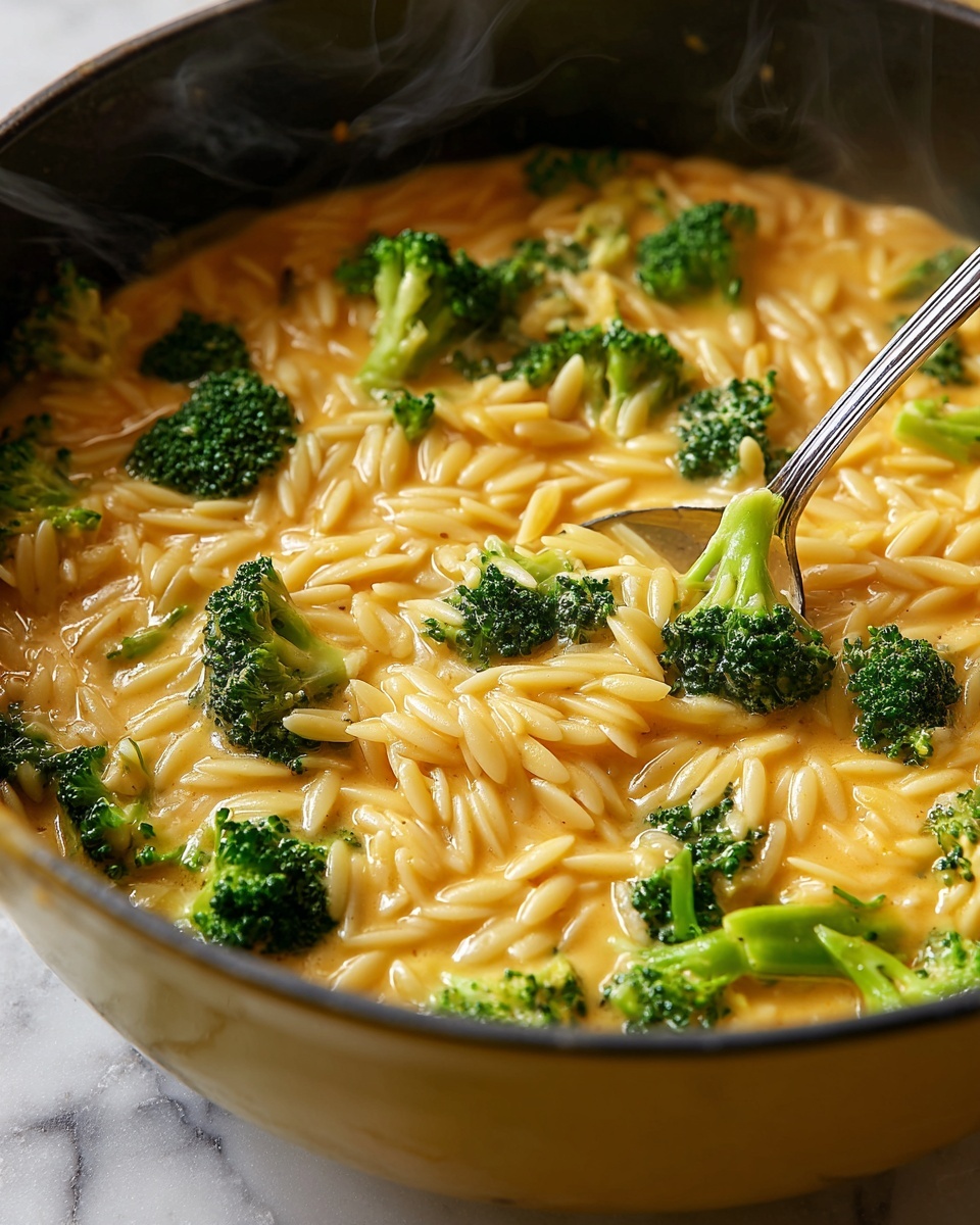 One Pot Broccoli Cheese Orzo Recipe - Recipe Image