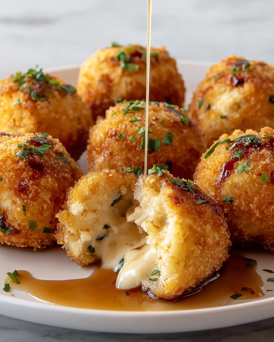 Smoked Gouda Fritters with Balsamic Honey Mustard Dipping Sauce Recipe - Recipe Image