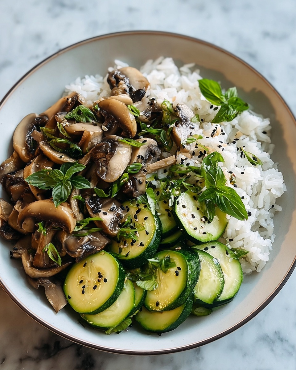 Stir-Fried Zucchini and Mushrooms with Rice Recipe - Recipe Image