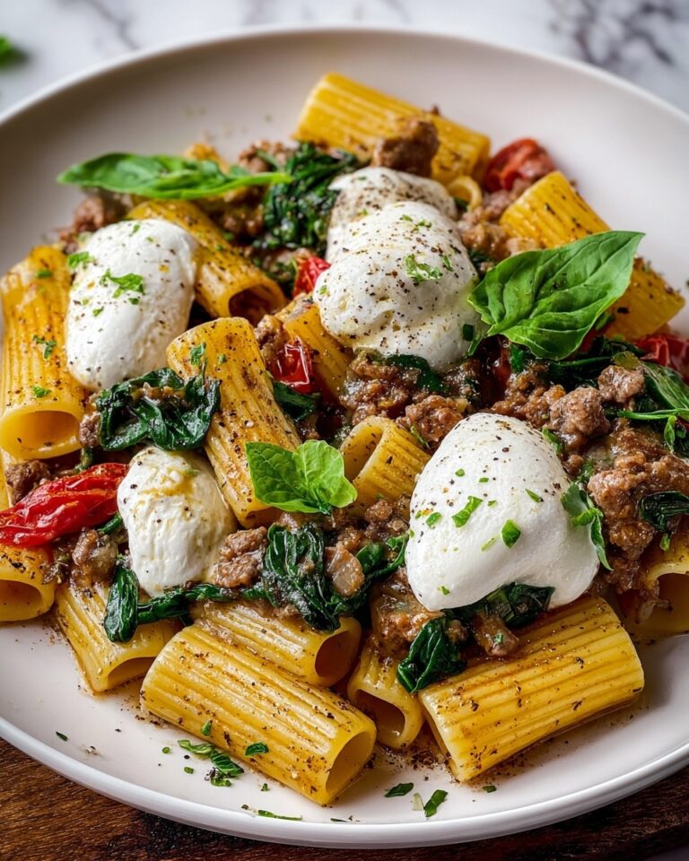 One Pot Lemony Pasta with Sausage, Broccoli Rabe, and Burrata Recipe