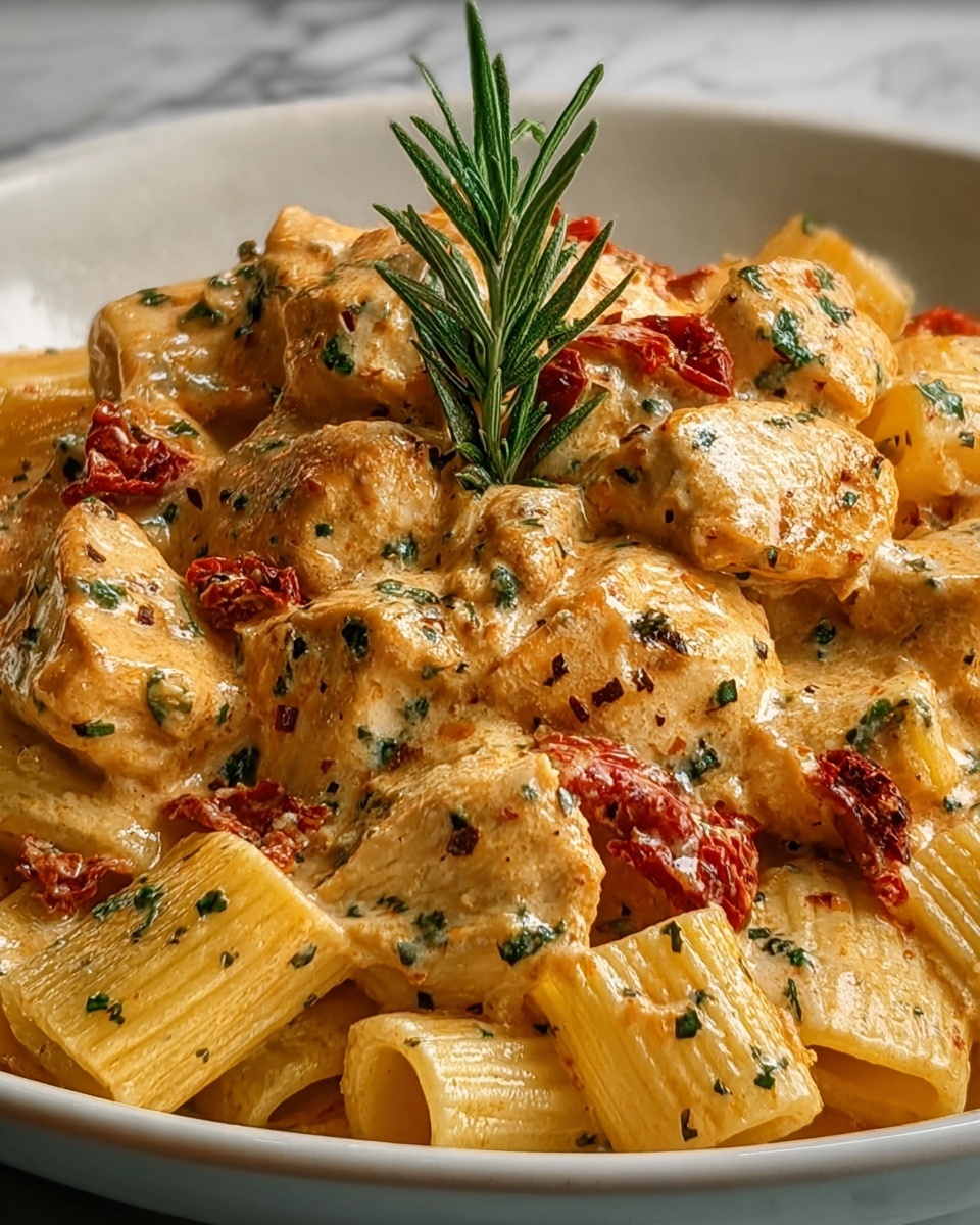 Spicy Chicken Creamy Pasta with Sun-Dried Tomatoes Recipe - Recipe Image