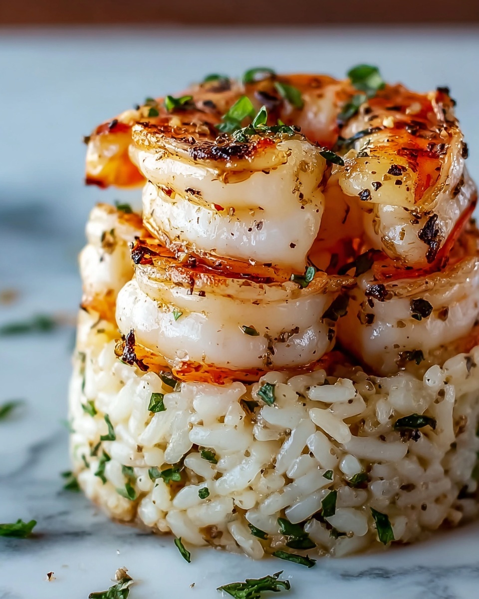 Garlic Butter Shrimp and Rice Stack Recipe - Recipe Image