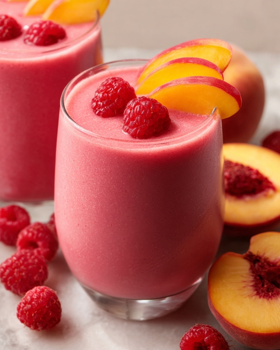 Raspberry Peach Smoothie Recipe - Recipe Image