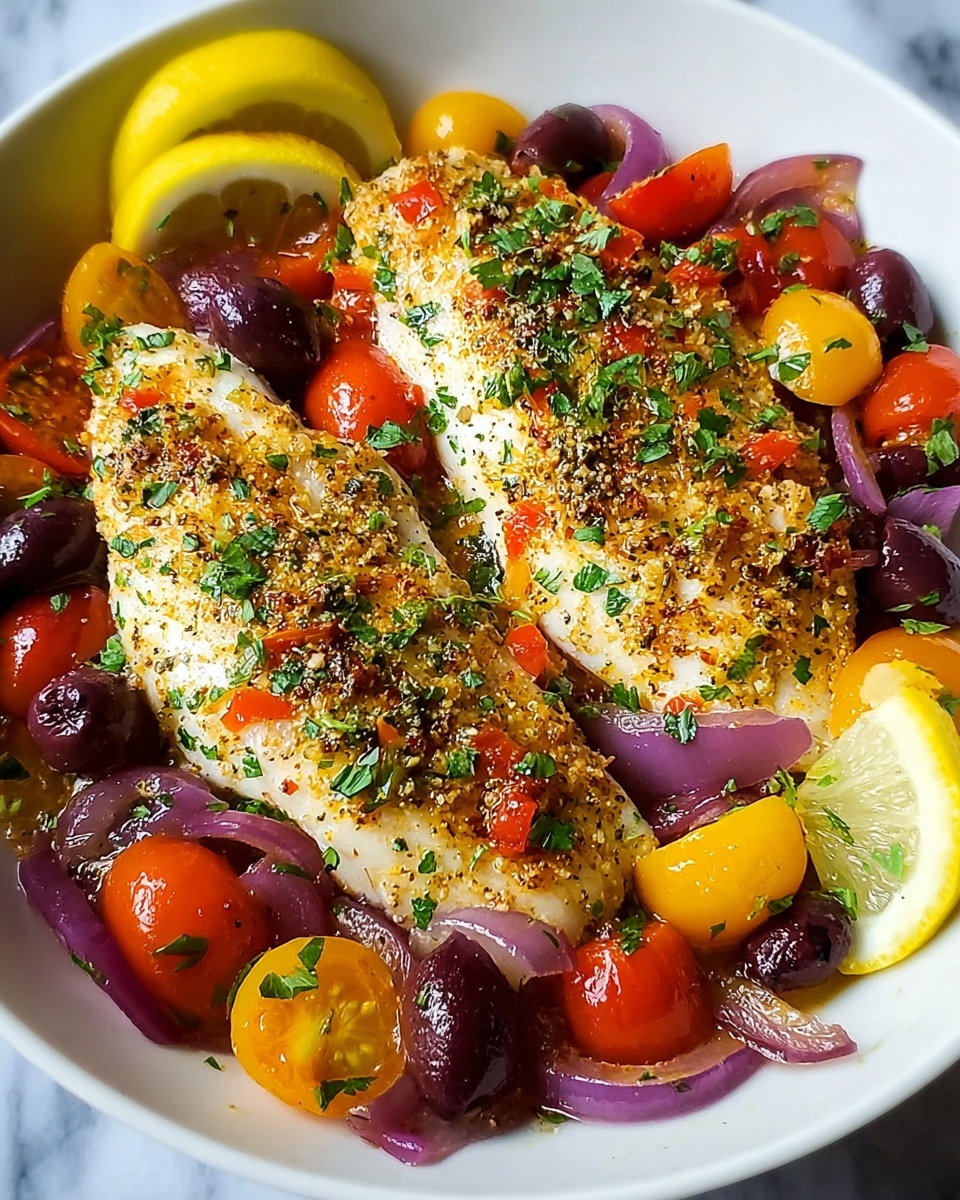 Mediterranean Baked Fish Recipe - Recipe Image