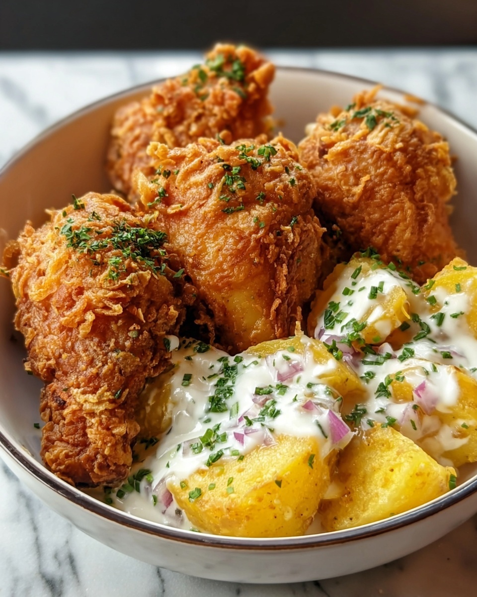 Buttermilk Fried Chicken with Summer Potato Salad Recipe - Recipe Image