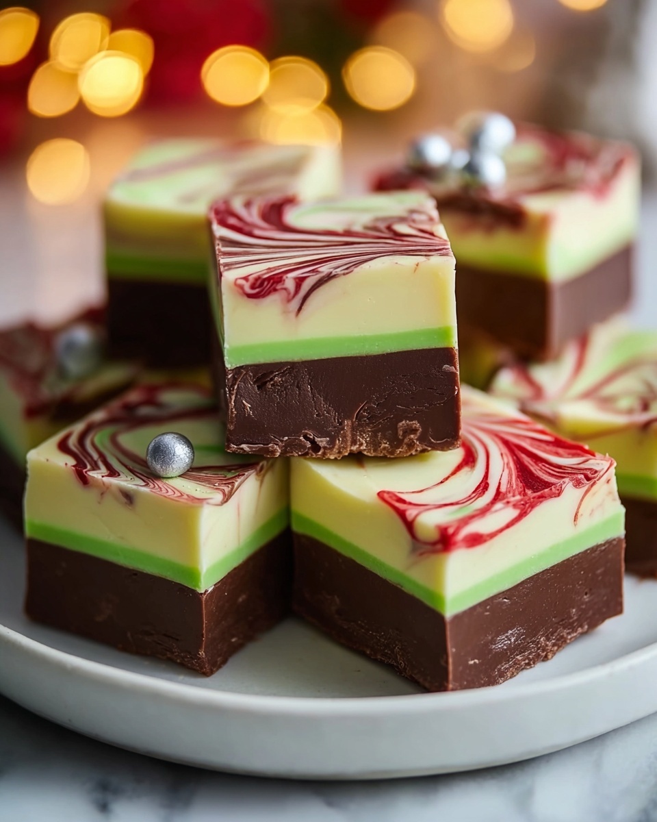 Festive Christmas Fudge with Marbled Red and Green Layers Recipe - Recipe Image