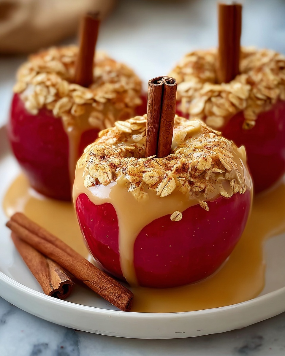 Cinnamon Oatmeal Stuffed Apples with Vanilla Custard Sauce Recipe - Recipe Image