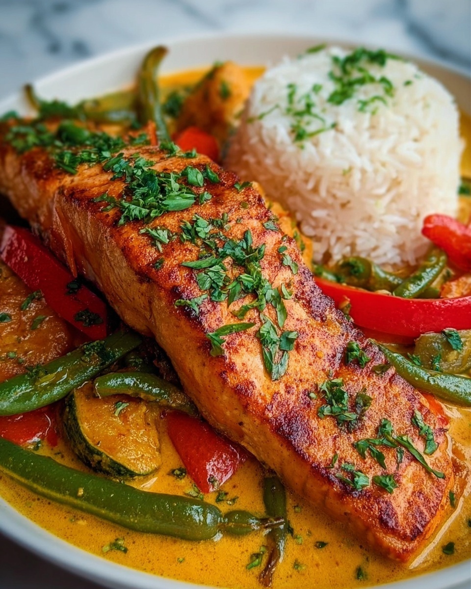 Caribbean-Style Coconut Curry Salmon Recipe - Recipe Image