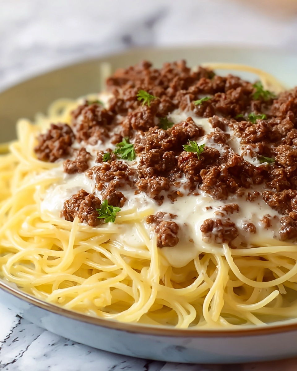 Cheesy Beef Alfredo with Linguine Recipe - Recipe Image