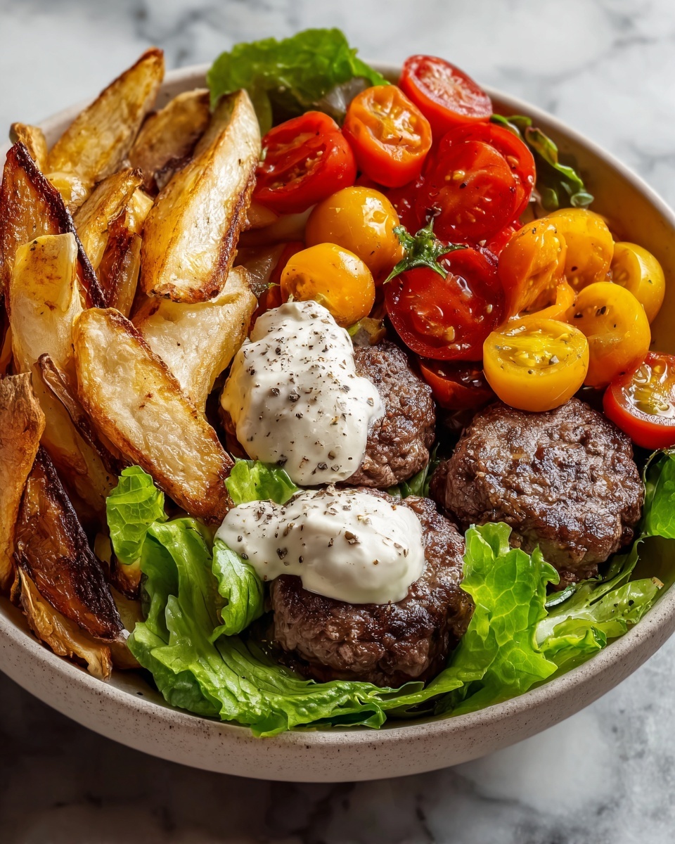 Burger Bowls with Caramelized Onion Aioli Recipe - Recipe Image