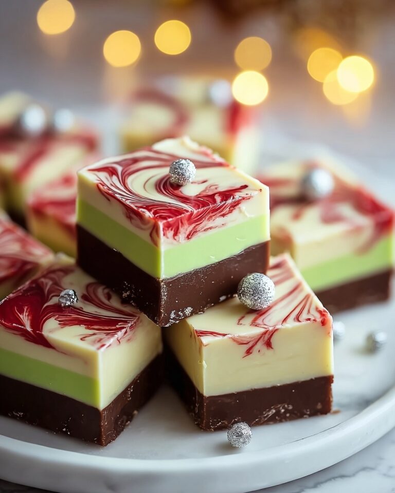 Festive Christmas Fudge with Marbled Red and Green Layers Recipe