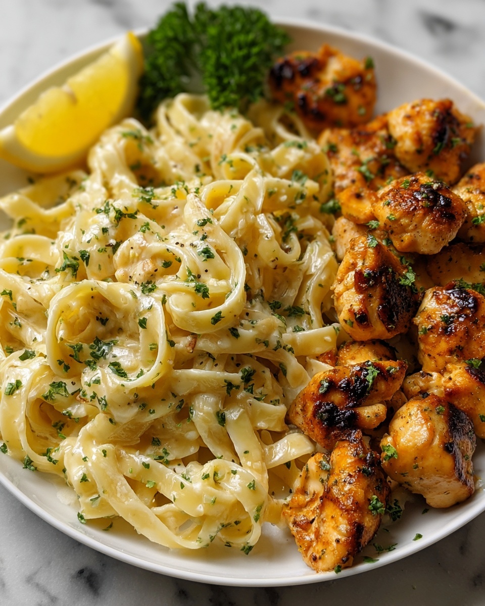 Lemon Garlic Butter Chicken with Parmesan Linguine Recipe - Recipe Image