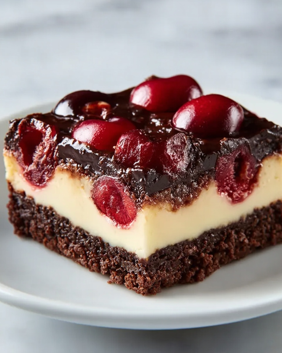 Irresistible Cherry Chocolate Brownie Cheesecake Bars Recipe - Recipe Image