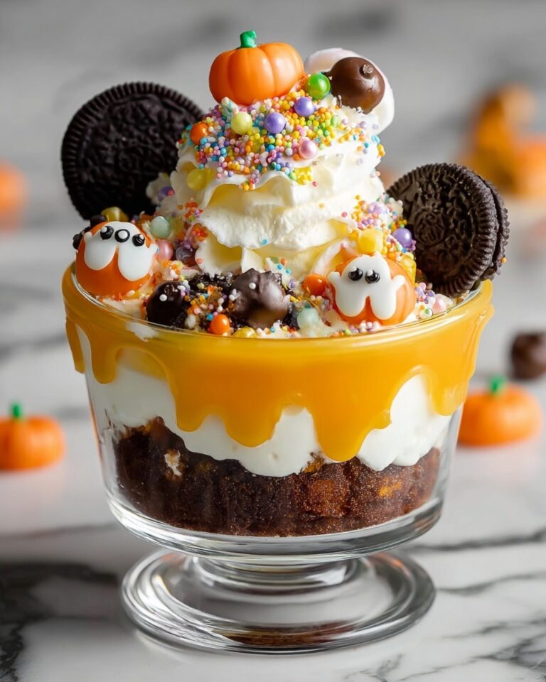 Halloween Chocolate Cake Trifle with Gummy Eyeballs and Spooky Decorations Recipe