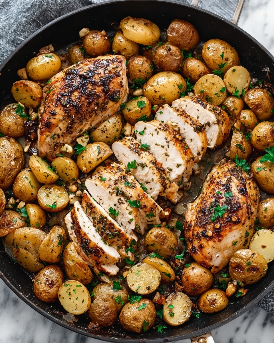 Garlic Butter Chicken and Potatoes Skillet Recipe - Recipe Image