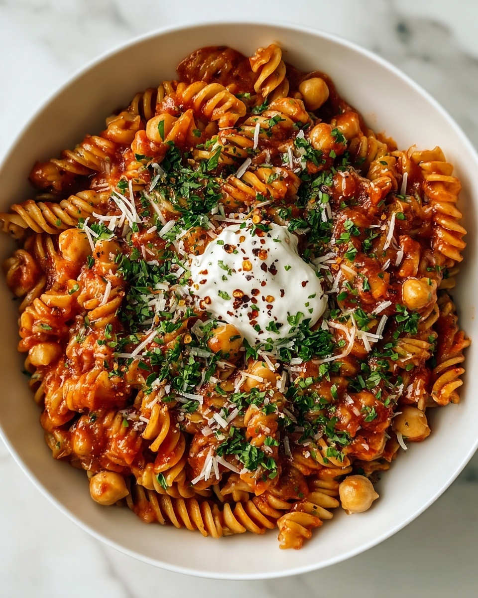 Simple Harissa Pasta with Chickpeas Recipe - Recipe Image