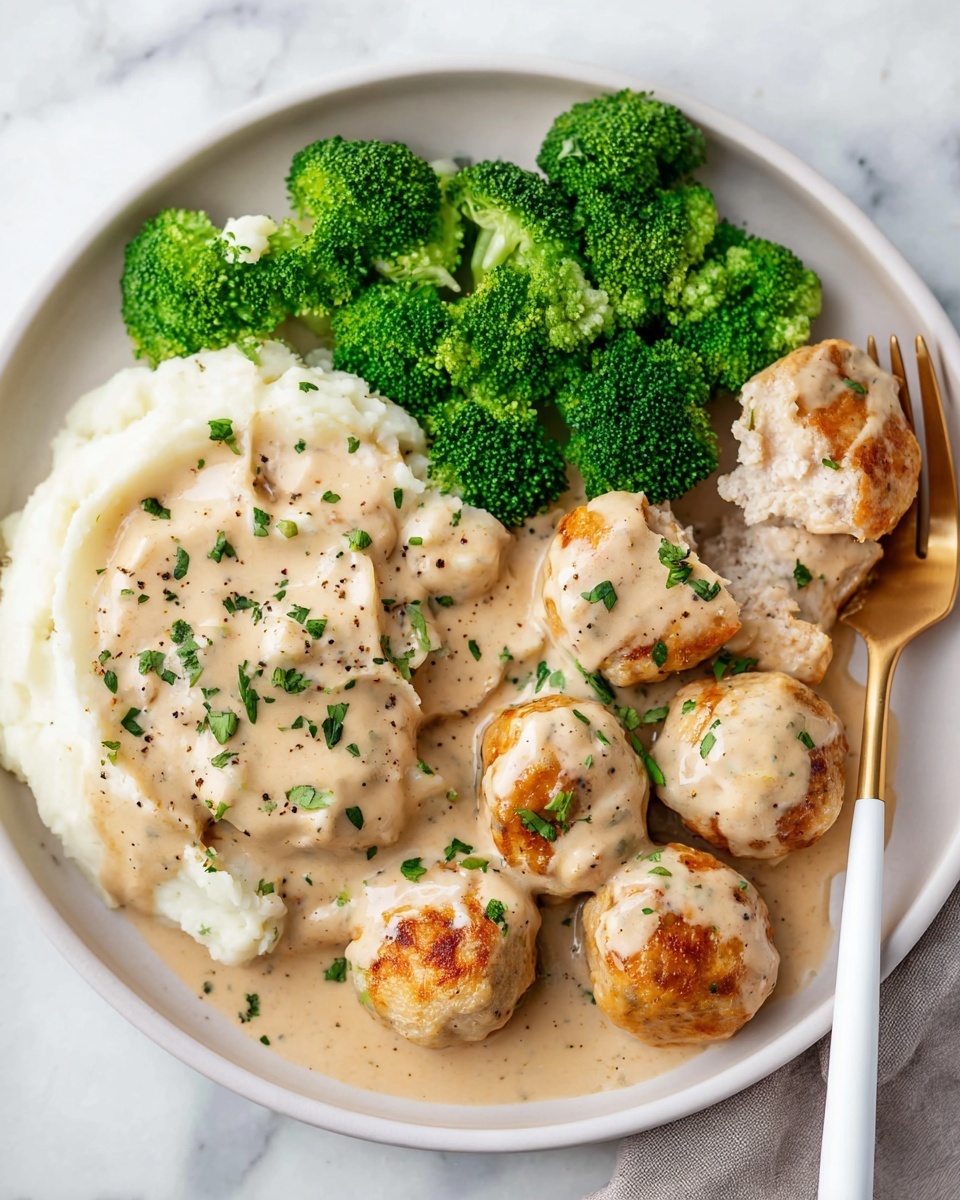 Ranch Chicken Meatballs in Creamy Garlic Parmesan Sauce Recipe - Recipe Image